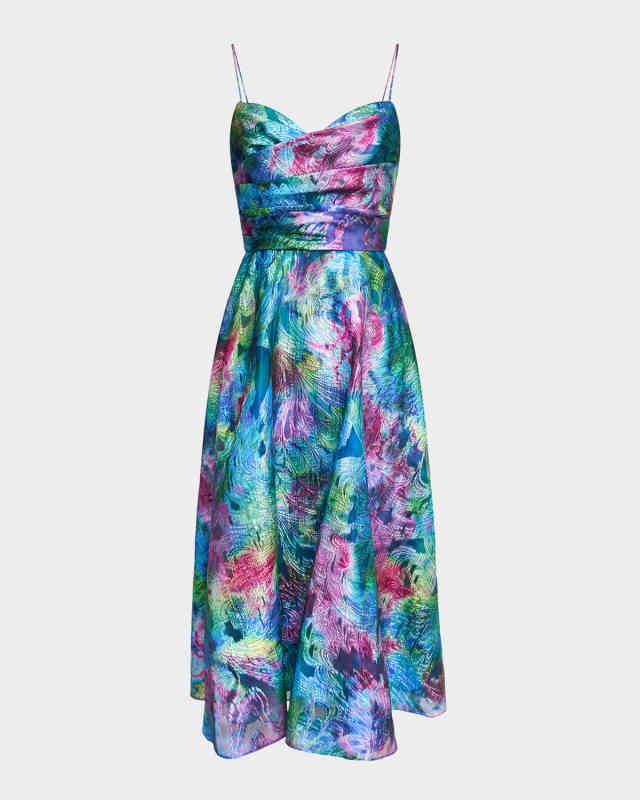 Allegra Metallic Fil Coupe Midi Dress